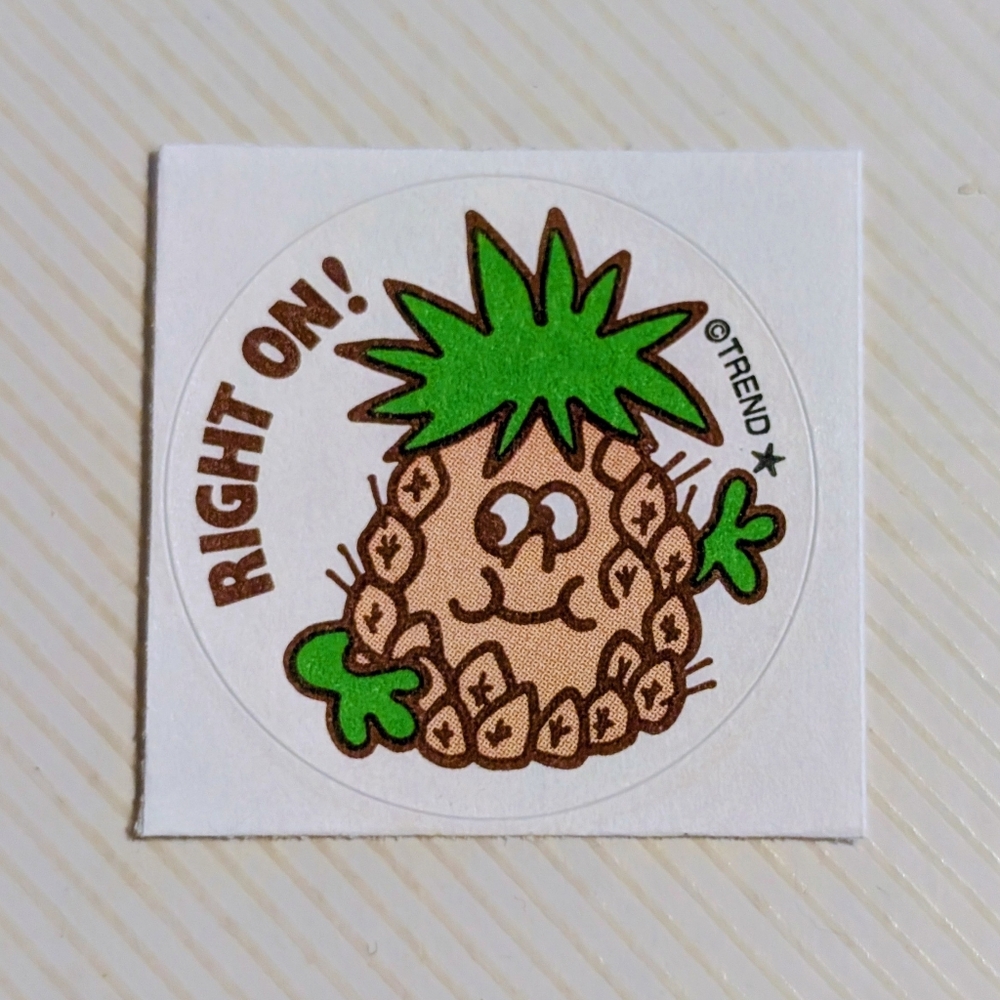10/$25 Pineapple "Right On" Scratch & Sniff Retro Reward Sticker